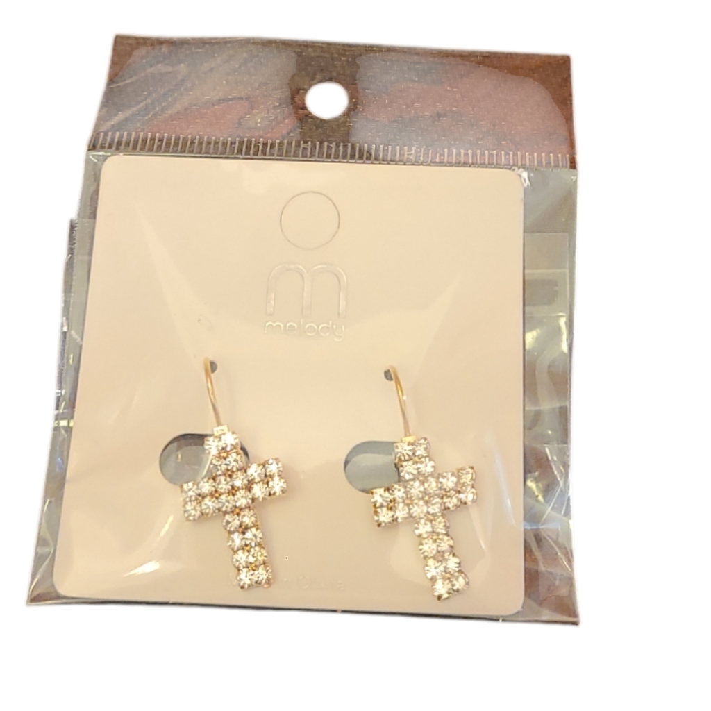 Nwt Earrings Cross With Rhinestones Melody